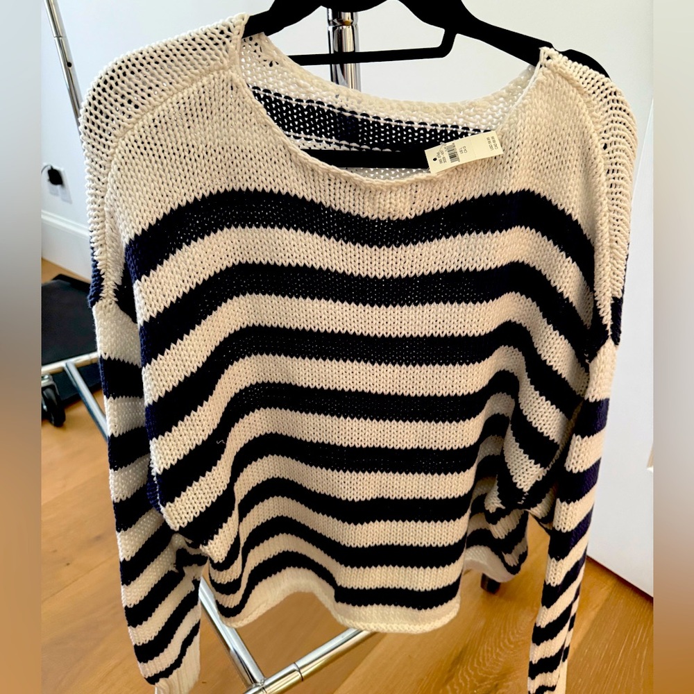 Striped Black and Cream Women's Sweater Aerie